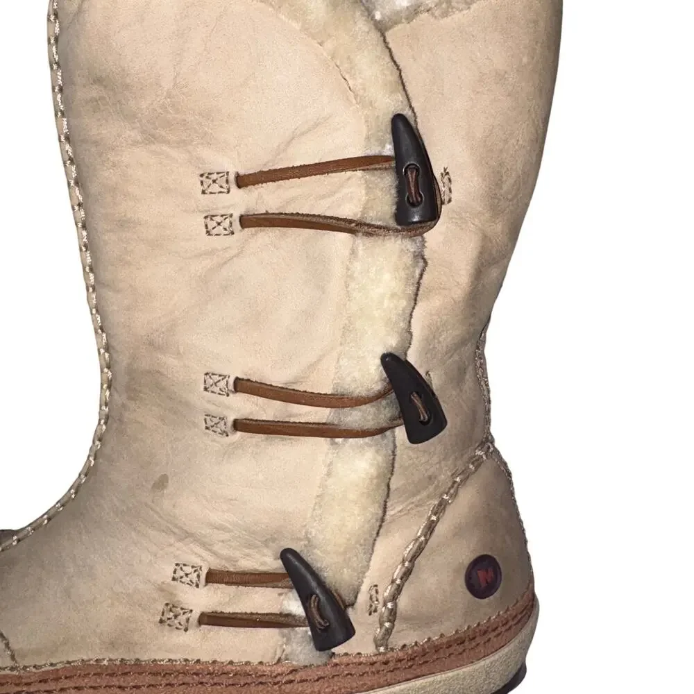 Merrell Spirit Tibet High Women's Polortec Winter Boots Suede Fur‎ Lined Toggle